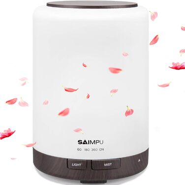 Ароматичний дифузор з ефірними оліями, ультразвуковий, 300 мл, 7 кольорів LED, для дому, офісу, йоги, спа (колір: коричневий/чорний)