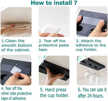 Тримачі для келихів вина Anicy (2 шт.) - підвісні, настінні, для кухні, бару, ресторану (чорний)