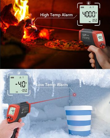 Інфрачервоний термометр Wintact з лазерним цільовим покажчиком, безконтактний, -50℃ to 550℃, для кухні, піци, м'яса, промисловості (WT550)