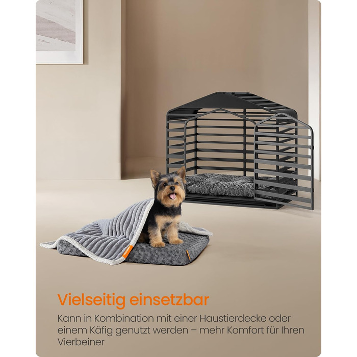 Ліжко для собак Feandrea, XL, для великих собак, м'яка подушка, плюш, 110 x 73 см, з м'яким наповнювачем, можна прати, неслизьке, сірий PGW293GN01 (M (80 x 50 x 10 см))