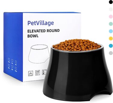 Миска для собак Petvillage, антиковзаюча, з нержавіючою сталлю, піднята, для маленьких та середніх собак, спанієлів, велика місткість (3 чашки), чорна