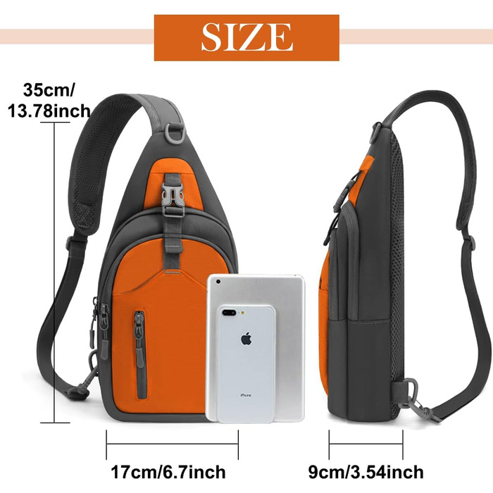 Чоловіча нагрудна сумка-рюкзак на плече, Crossbody Bag для спорту та прогулянок (Помаранчевий)