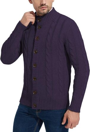 Чоловічий в'язаний кардиган NITAGUT для зими, теплий, великі розміри (3XL), колір: темно-синій та фіолетовий