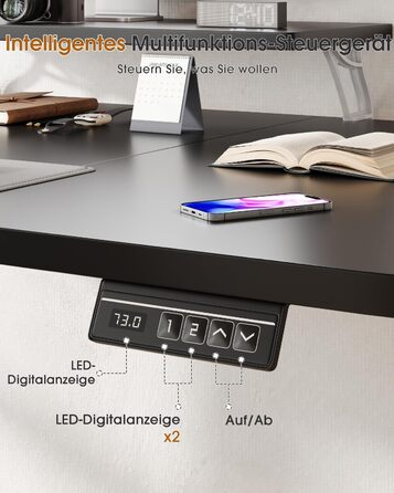 Adjustable Height Standing Desk with Monitor Stand - Electric Ergonomic Desk, 120x60cm & 180x80cm White/Black