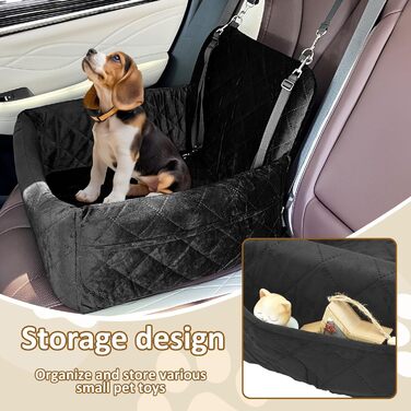 Автокрісло для собак, 40x40x35 см, чорне. Підходить для маленьких та середніх собак. З двома ременями кріплення.