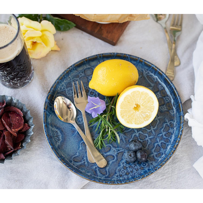 Набір посуду MÄSER Serie Tiles Modernes Vintage для 2 осіб (8 предметів) – кераміка, блакитний, скандинавський стиль