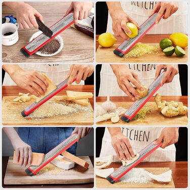 Empava Grater, Cheese Grater, Parmesan Grater, Kitchen Grater, Nutmeg Grater, Kitchen Reamer, Garlic Grater, Stainless Steel Grater, Lemon Zester, Ginger Grater, Nutmeg Grater, Stainless Steel Reamer, Parmesan Slicer - Red