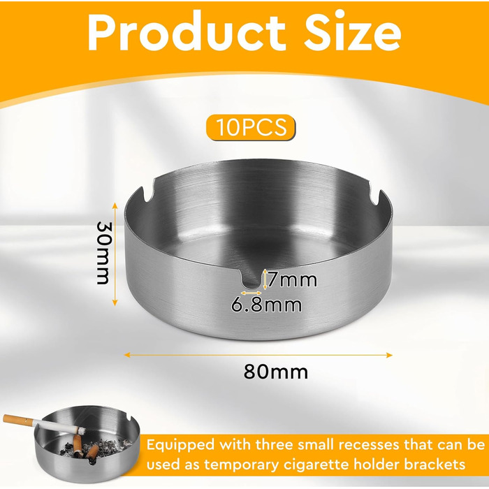 Настінний попільничка CPROSP з нержавіючої сталі, 28.5 x 6.5 см, з замком, для саду, двору, вілли (10 шт.)