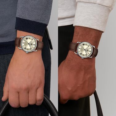 Годинник чоловічий LN LENQIN: аналоговий кварцовий годинник для чоловіків, водонепроникний 30M, з шкіряним ремінцем, стильний бізнес-годинник (Ln-0561, темно-коричневий, срібло, золото)