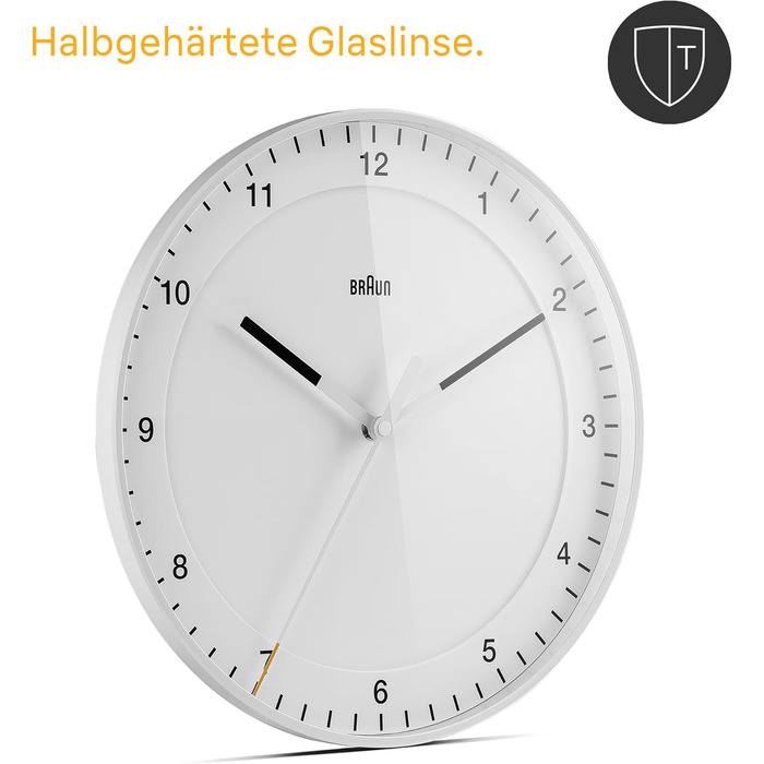 Braun Classic Large Radio Wall Clock, Central European Time Zone (CET/GMT+1) with a quiet movement, easy-to-read dial, 30cm diameter, white model BC17W-DCF.