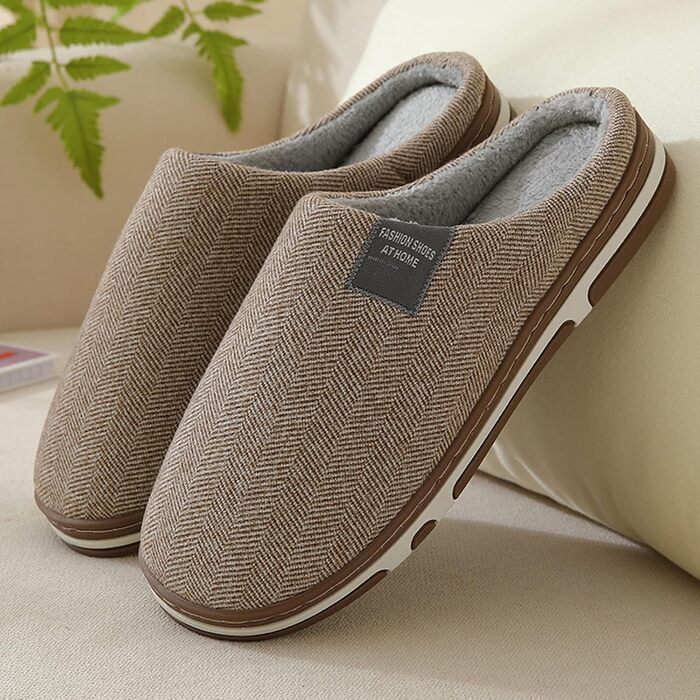 Тапочки жіночі зимові з плюшу, чоловічі теплі фетрові тапочки, зручні фетрові сліпони унісекс (A04 Кофе, 42 EU)