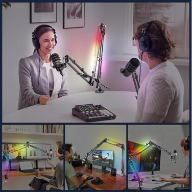 Тримач для мікрофона з RGB підсвіткою: регульований кріплення на стіл для TikTok Live-Streaming та співу