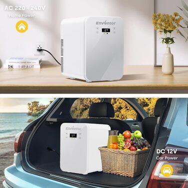 Mini холодильник Enventor 10L: компактний, тихий, з двозонним охолодженням (12V/220V) для авто, кімнати, офісу