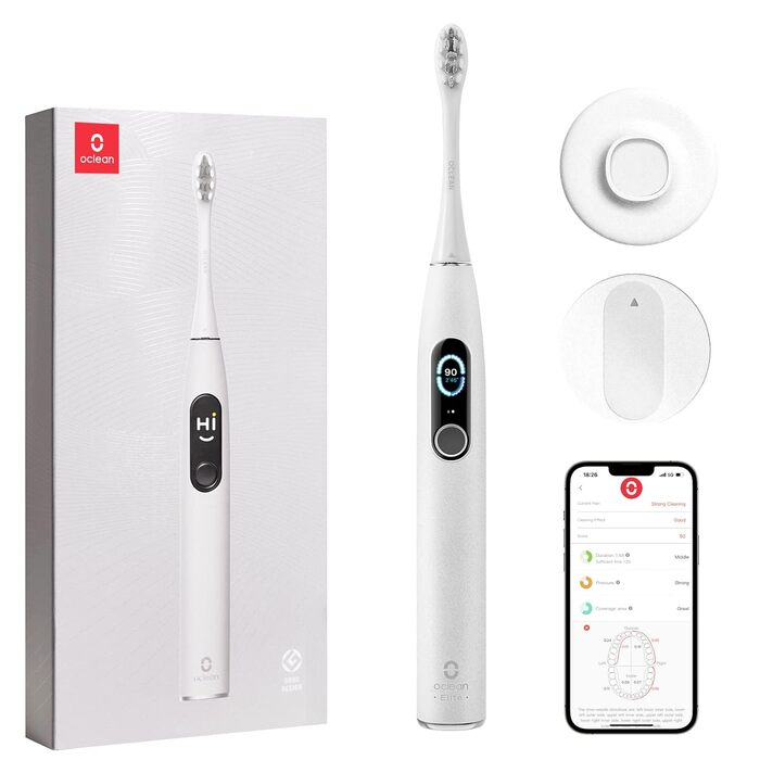 Oclean X Pro Elite: електрична звукова зубна щітка + кейс для подорожей, сірий