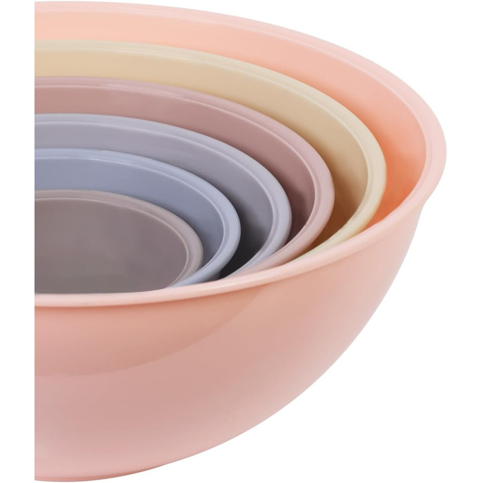 Набір мисок для перемішування BoxedHome з кришками (12 шт.), миски для салатів з пластику, неслизькі, стійкі, для кухні (6 мисок та 6 кришок, хакі)