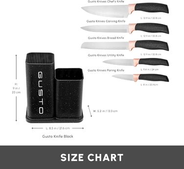 Набір ножів Karaca Gusto 12 предметів з дощечкою та кухонними аксесуарами. Ножі з нержавіючої сталі, ергономічні ручки. Чорний колір.