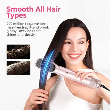 Atopskins Airstyler 6 в 1: Фен-щітка, плойка, фен, стайлер для волосся, стайлер для всіх типів волосся, 1000W, червоний