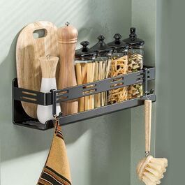 Melairy Shower Shelf No Drilling Bathroom Storage & Organization Shower Basket, Stainless Steel Bathroom Shelves with Two Hooks for Bathrooms and Kitchens