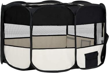 Вольєр для цуценят складний 145x145x61 см, чорний | vidaXL