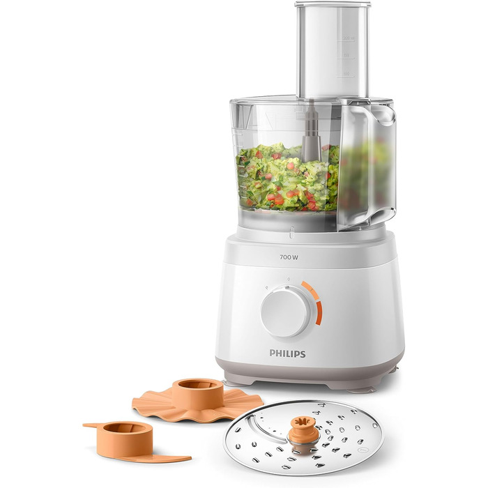 Philips HR7310/00 Kitchen Machine Daily Collection (700 W, 16 Functions, 2L Capacity, 2-in-1 Slicing Disc) white 700 Watt, 16 Functions