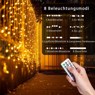 Гірлянда світлодіодна святкова для прикраси на 800 LED, 90 метрів, тепле біле світло, з пультом, таймером, вологостійка, для дому та саду