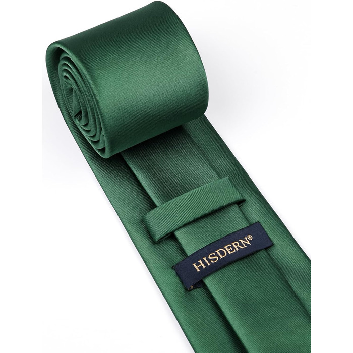 Чоловіча краватка HISDERN однотонна, з нагрудною хусткою та затискачем для краватки, зелена - ідеальний комплект для весілля та свят