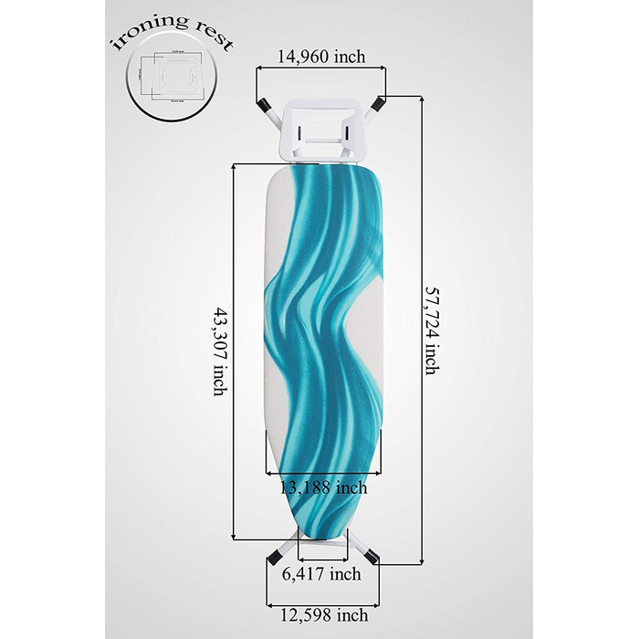 Прасувальна дошка Mabel Home регульована, розкішна, на 4 ніжках, з додатковим чохлом, синьо-білий візерунок