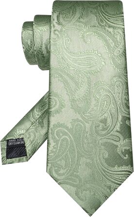 Комплект краватки Paisley JEMYGINS: краватка, нагрудник, зажим для краватки, запонки, бутоньєрка, зелений