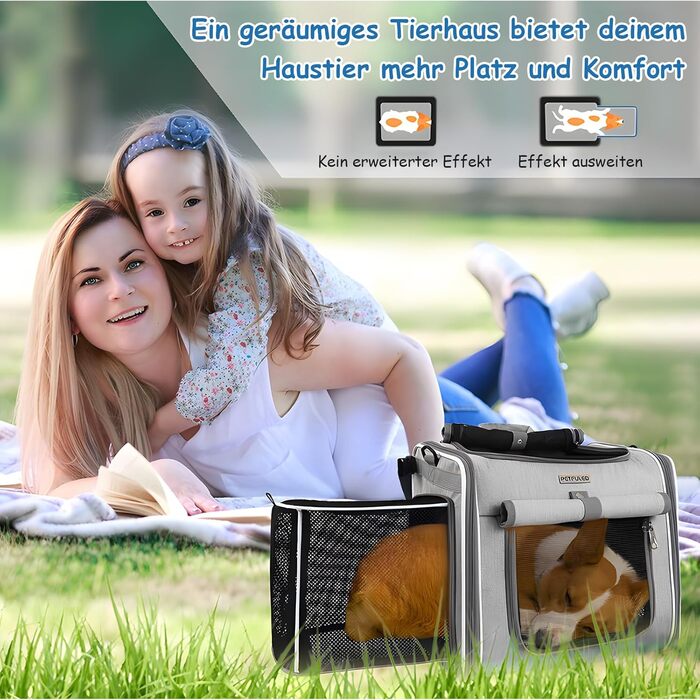 Корзина для собак на велосипед, розширювана, складна, з 4 дверцятами та сітковими вікнами, сумка-рюкзак для тварин, для котів та собак середніх розмірів