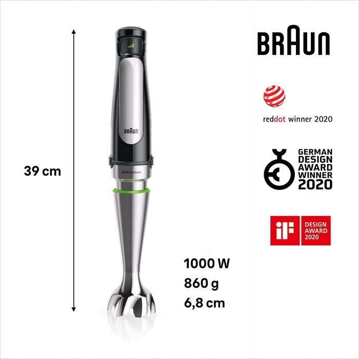 Погружний блендер Braun MultiQuick 7 MQ 7045X, 1000 Вт, багатоколірний