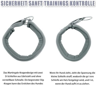 Нашийник для собак з неопрену (4см) з відбиваючими елементами, міцний нейлон, стопор, комфортний, для дресирування, проти ривка, для малих, середніх та великих собак, сірий, L (45-56см)