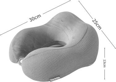 Подушка для шиї у подорожах, Memory Foam, сіра. Зручна та портативна подушка для сну в дорозі, кемпінгу та подорожей. Швидка упаковка.