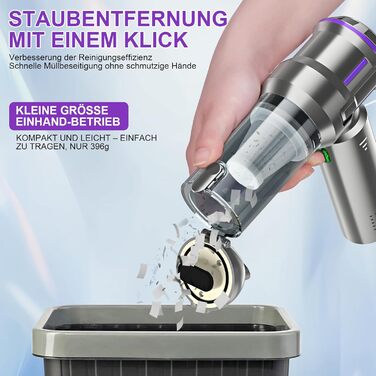 Бездротовий ручний пилосос RABIGALA 4-в-1, 25000PA, акумуляторний, для автомобіля та дому, електропілювач, фіолетовий