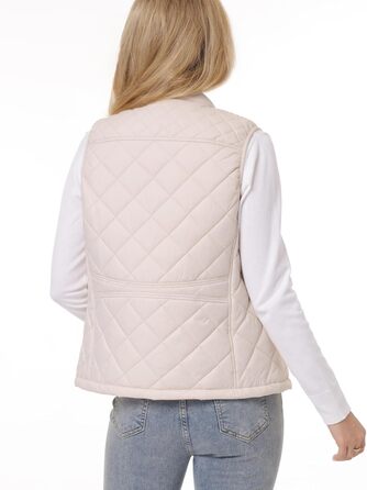 Жіноча жилетка Fuinloth, осіння легка стьобана жилетка, безрукавна куртка, короткий жилет, гільє (L, бежевий)