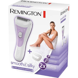 Жіночий електробритва Remington Smooth & Silky WSF5060 з насадкою для бікіні, бездротовий, двосторонній триммер Intercept, смужки з алое вера, для сухого та вологого гоління, білий/фіолетовий
