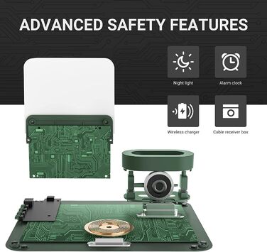 Бездротовий зарядний пристрій COLSUR 3 в 1: зарядка, нічник, будильник (зелений)