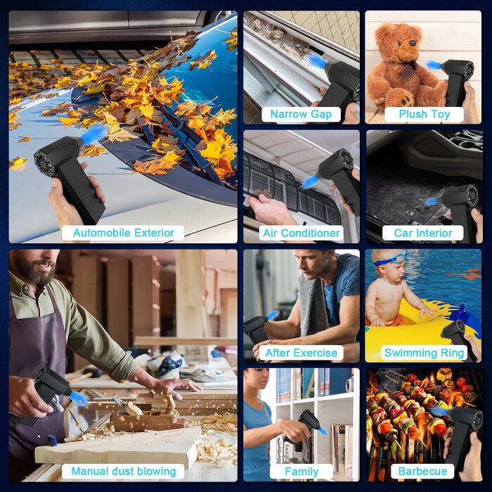 Пилляк від стисненого повітря JNBGTU, міні-фен Jet Dry, 130000 об/хв, для чищення ПК, клавіатури, авто, диванів, заміна балончика з повітрям (X3)