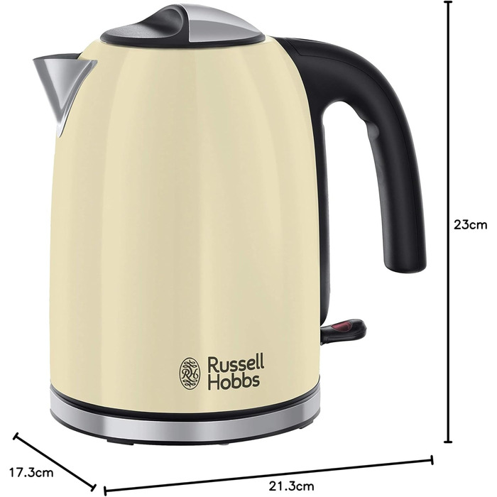 Електричний чайник Russell Hobbs 1.7л, 2400W, Edelstahl Creme, з функцією швидкого кип'ятіння, фільтр від накипу, оптимальна виливна горловина, індикатор рівня води