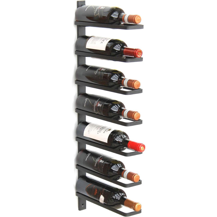 DanDiBo Wine Rack Metal Wall Black 93885 Bottle Rack Bottle Holder Wall Mount Modern Wall Holder Wall Shelf for 7 Bottles