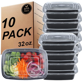 Контейнери для їжі Meal Prep, 20 шт., 32 oz (1 відсік). Без BPA, багаторазові, придатні для холодильника, мікрохвильової печі та посудомийної машини