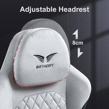 Геймерське крісло Racing Ergonomic Stoff Hellgrau з регульованою підголівкою та підставкою для ніг