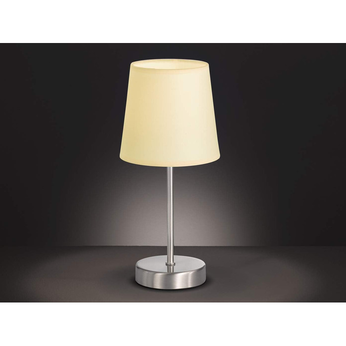 Настільна лампа WOFI Cesena, 1-лампова, чорна, тканинний абажур (бежевий), 14 x 14 x 32 см