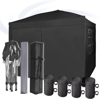 Pavilion with silver protective coating, waterproof, 3 x 3 m, White (Black)