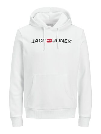 Чоловічий худі з капюшоном JACK & JONES з логотипом, білий, розмір M