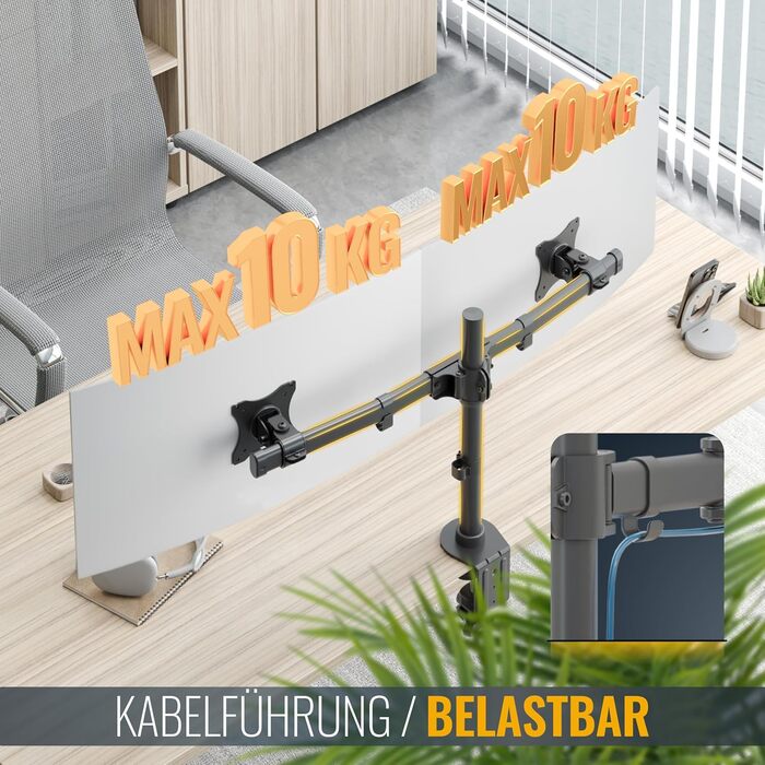 Підставка для монітора RICOO TS7811 - 2 монітори, кріплення для 13-27 дюймів, гнучкий гриф, для ПК та ігор