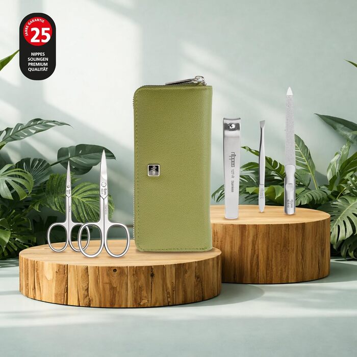 Набір для манікюру Nippes Solingen Verde (5 предметів) в еко-футлярі з веганської шкіри з евкаліпту, німецька сталь
