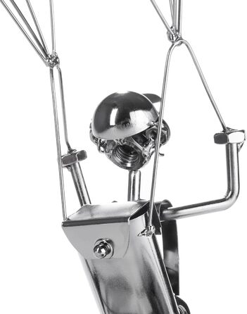 BRUBAKER Bottle Holder Parachutist - Metal Wine Bottle Holder Parachute Jump - Sculpture with Gift Card - Silver