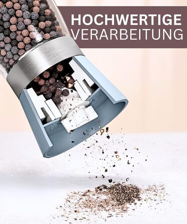 Мельниці для солі та перцю Hannah's Homebrand з керамічним механізмом - міцні для великої солі (2 шт.) Бетонний сірий