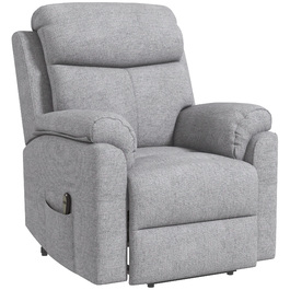 HOMCOM Electric Recliner TV Chair with Lift Assist, 5 Massage Modes, Reclining Function, Massage Chair with Footrest, Linen-Look Fabric, Side Pocket, and Remote Control, for Living Room, Grey | Aosom