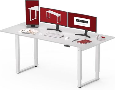 Регульований стіл Sanodesk 180x110 см - L-подібний, з двома моторами, пам'ятью, білий